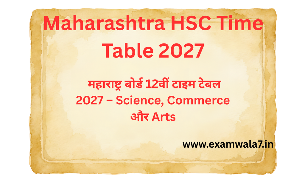 Maharashtra HSC Time Table 2027 महाराष्ट्र बोर्ड 12वीं टाइम टेबल 2027 – Science, Commerce और Arts maharashtra hsc time table 2027